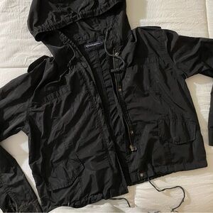 Brandy Melville Black Jacket Lightweight Windbreaker with Hood